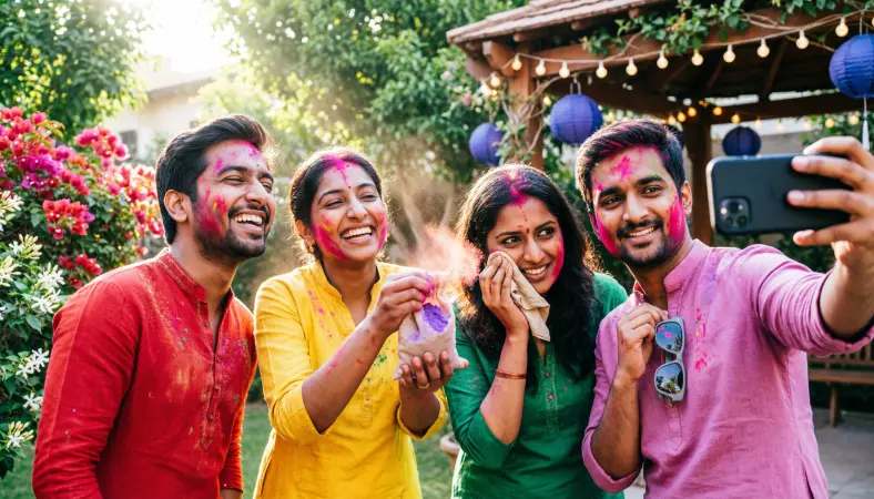 Holi captions with friends