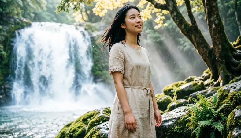 Waterfall Captions for Girl